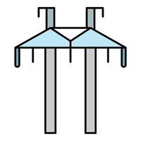 fil électrique tour icône couleur contours vecteur