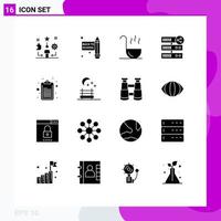 16 concept de glyphe solide pour les sites Web mobiles et les applications notent la liste de contrôle louche éléments de conception vectoriels modifiables du réseau web vecteur
