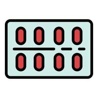 vecteur de contour de couleur d'icône de pack de pilules de vitamines