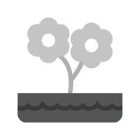 pot de fleur plat icône en niveaux de gris vecteur