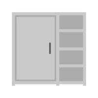 armoire avec étagères icône plate en niveaux de gris vecteur