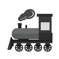 icône de train à vapeur plat en niveaux de gris vecteur