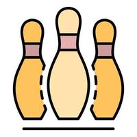 Commencer le vecteur de contour de couleur d'icône de jeu de bowling