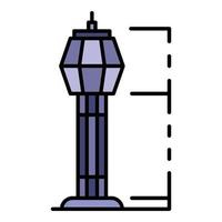 L'icône de la tour de l'aéroport vecteur contour couleur