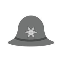chapeau vi plat icône en niveaux de gris vecteur