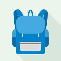 icône de sac à dos scolaire bleu, style plat vecteur