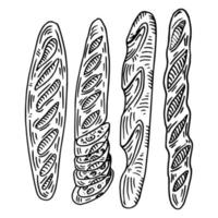 icône de doodle contour dessiné main baguette française. illustration de croquis de vecteur de pain de pain pour impression, web, mobile et infographie isolé sur fond blanc.