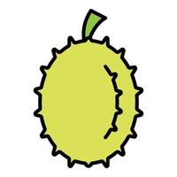 vecteur de contour de couleur icône durian savoureux