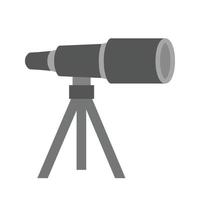 télescope sur pied plat icône en niveaux de gris vecteur