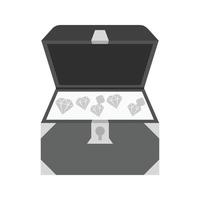 icône plate en niveaux de gris de la boîte au trésor ouverte vecteur