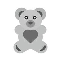 ours en peluche plat icône en niveaux de gris vecteur