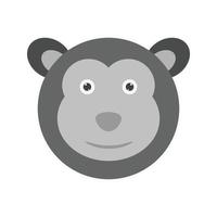 visage de singe icône en niveaux de gris plat vecteur