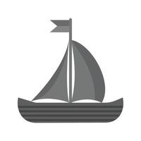 icône plate en niveaux de gris de petit bateau vecteur