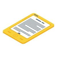 icône d'ebook en plastique, style isométrique vecteur