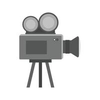 icône de caméra vidéo en niveaux de gris plat vecteur