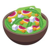 icône de salade de figues, style isométrique vecteur