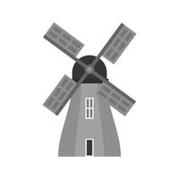 icône de moulin à vent plat en niveaux de gris vecteur