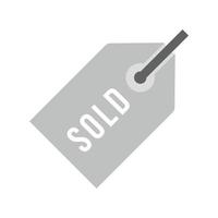 icône plate en niveaux de gris d'étiquette vendue vecteur