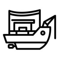 attraper l'icône du bateau de pêche, style de contour vecteur