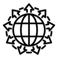 icône de réseau mondial complet, style de contour vecteur