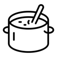 icône de casserole de nourriture, style de contour vecteur