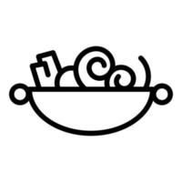 icône de la cuisine asiatique, style de contour vecteur