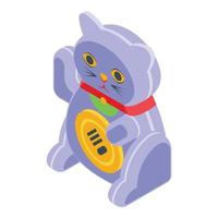 icône de jouet chat porte-bonheur, style isométrique vecteur