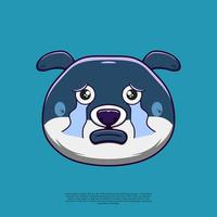 illustration d'émoticône de chien mignon triste. dessin animé design plat vecteur