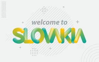 bienvenue en slovaquie. typographie créative avec effet de mélange 3d vecteur