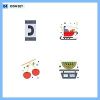 pack d'icônes plates de 4 symboles universels d'appel berry conversation nourriture de noël éléments de conception vectoriels modifiables vecteur
