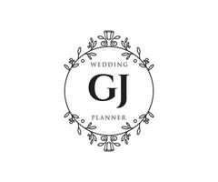 gj initiales lettre collection de logos de monogramme de mariage, modèles minimalistes et floraux modernes dessinés à la main pour cartes d'invitation, réservez la date, identité élégante pour restaurant, boutique, café en image vectorielle vecteur