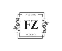 logo féminin fz initial. utilisable pour les logos nature, salon, spa, cosmétique et beauté. élément de conception de logo vectoriel plat.
