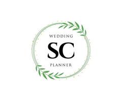 sc initiales lettre mariage monogramme logos collection, modèles minimalistes et floraux modernes dessinés à la main pour cartes d'invitation, réservez la date, identité élégante pour restaurant, boutique, café en image vectorielle vecteur