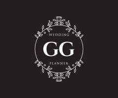 gg initiales lettre collection de logos de monogramme de mariage, modèles minimalistes et floraux modernes dessinés à la main pour cartes d'invitation, réservez la date, identité élégante pour restaurant, boutique, café en image vectorielle vecteur