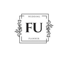 logo féminin fu initial. utilisable pour les logos nature, salon, spa, cosmétique et beauté. élément de modèle de conception de logo vectoriel plat.