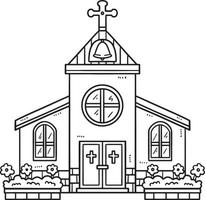 église chrétienne isolé coloriage pour les enfants vecteur