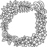 couronne florale isolée page de coloriage pour les enfants vecteur