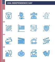 gros pack de 16 usa joyeux jour de l'indépendance usa vector blues et symboles modifiables de bbq food man désert fleur modifiable usa day vector design elements