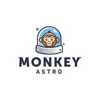 logo d'astronaute de singe, logo de dessin animé de singe de l'espace avec casque ou combinaison spatiale dans une illustration moderne linéaire à la ligne vectorielle à la mode vecteur