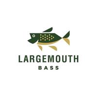 illustration de modèle de conception de logo de pêche à l'achigan à grande bouche. logo de pêche sportive. logo de poisson moderne géométrique vecteur