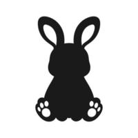 Lapin assis avec les oreilles jusqu'à l'icône silhouette vecteur