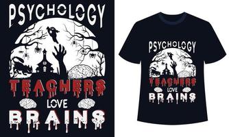 incroyable conception de t-shirt halloween professeur de psychologie amour cerveaux vecteur