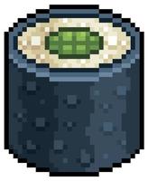 pixel art avocat tekka maki hosomaki sushi cuisine japonaise icône vectorielle pour jeu 8bit sur fond blanc vecteur