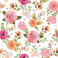 beau motif floral rose sans couture à l'aquarelle vecteur