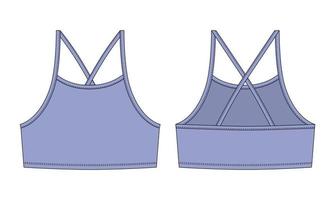 croquis technique fille bralette. couleur bleue froide. soutien-gorge haut pour femme vecteur