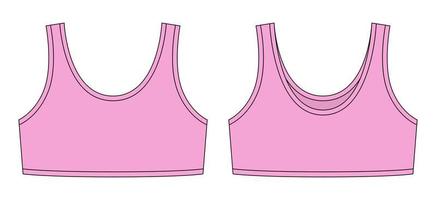 illustration de croquis technique de soutien-gorge fille. couleur rose. sous-vêtements décontractés. vecteur