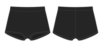 croquis technique de culotte de filles vierges. couleur noire. dame lingerie. caleçon blanc féminin. vecteur