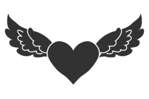 ailes d'ange avec coeur en style cartoon isolé sur fond blanc, élément de design pour la décoration. illustration vectorielle vecteur