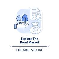explorer l'icône de concept bleu clair du marché obligataire vecteur