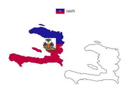 haïti carte ville vecteur divisé par le style de simplicité de contour. ont 2 versions, la version en ligne fine noire et la couleur de la version du drapeau du pays. les deux cartes étaient sur fond blanc.